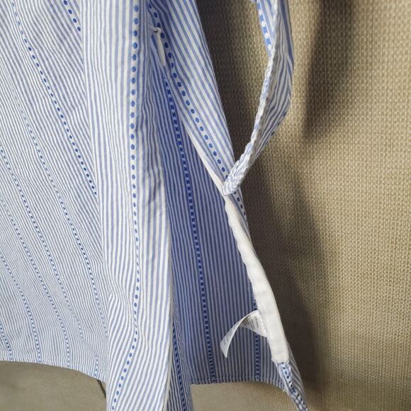 Talbots Petite Cotton Blue Striped Tie-Sleeve Side-Zip Blouse Size LP - Picture 6 of 7